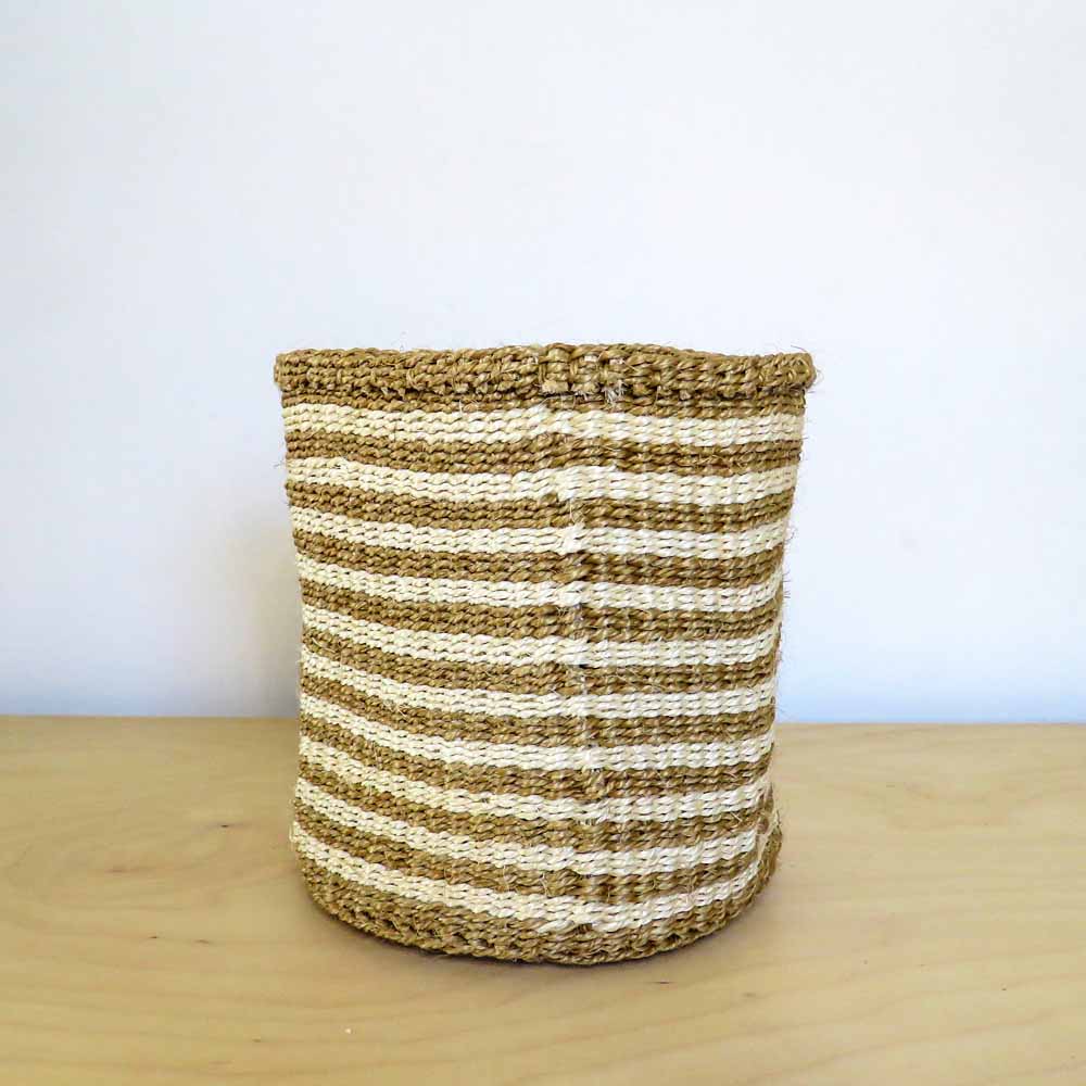 White Stripe Sisal Baskets