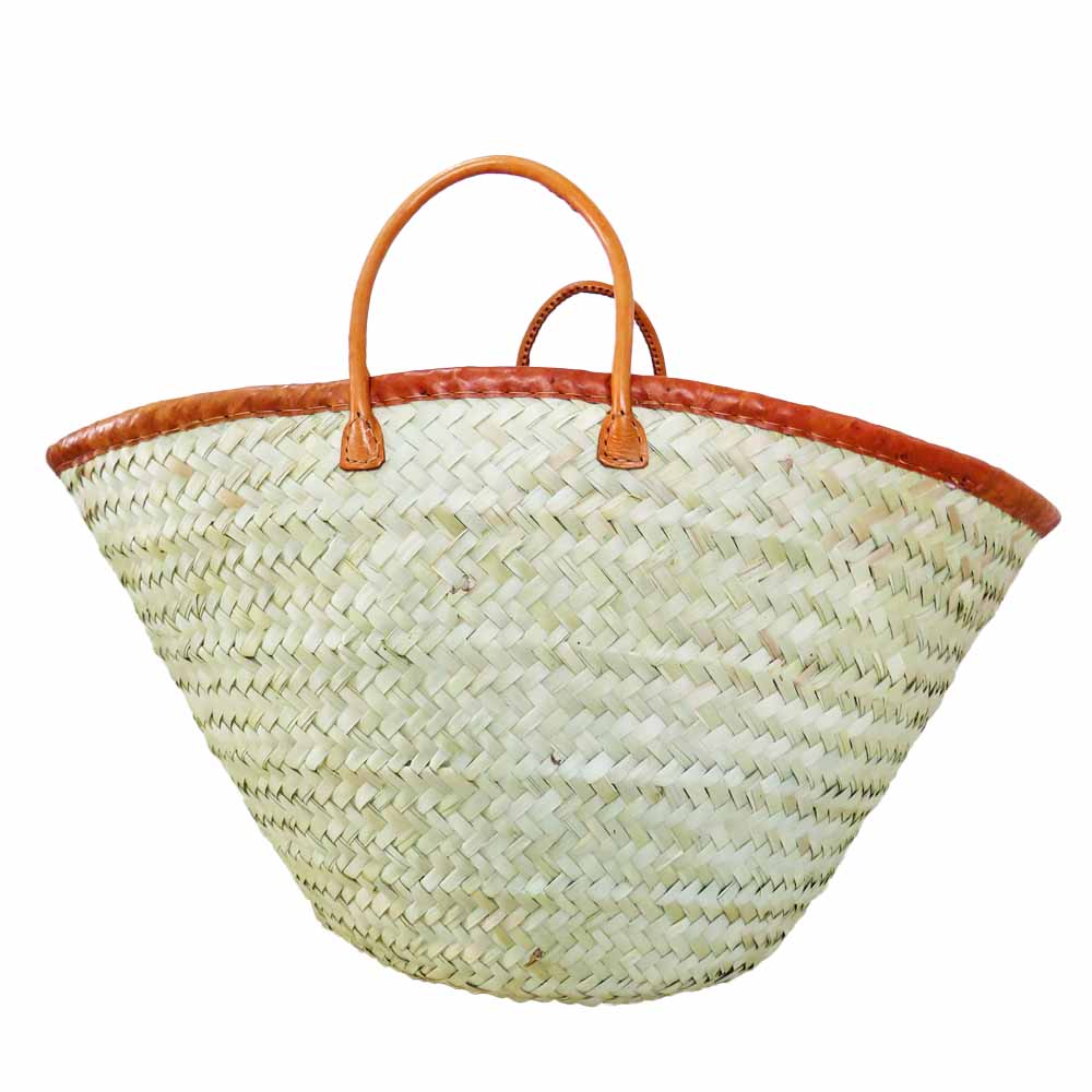 Dolly Palm Leaf Natural Shopper with Leather Trim
